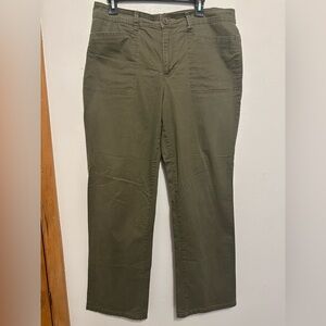 Gloria Vanderbilt V-Mona Pant Missy Average Size 14 Green Straight Leg